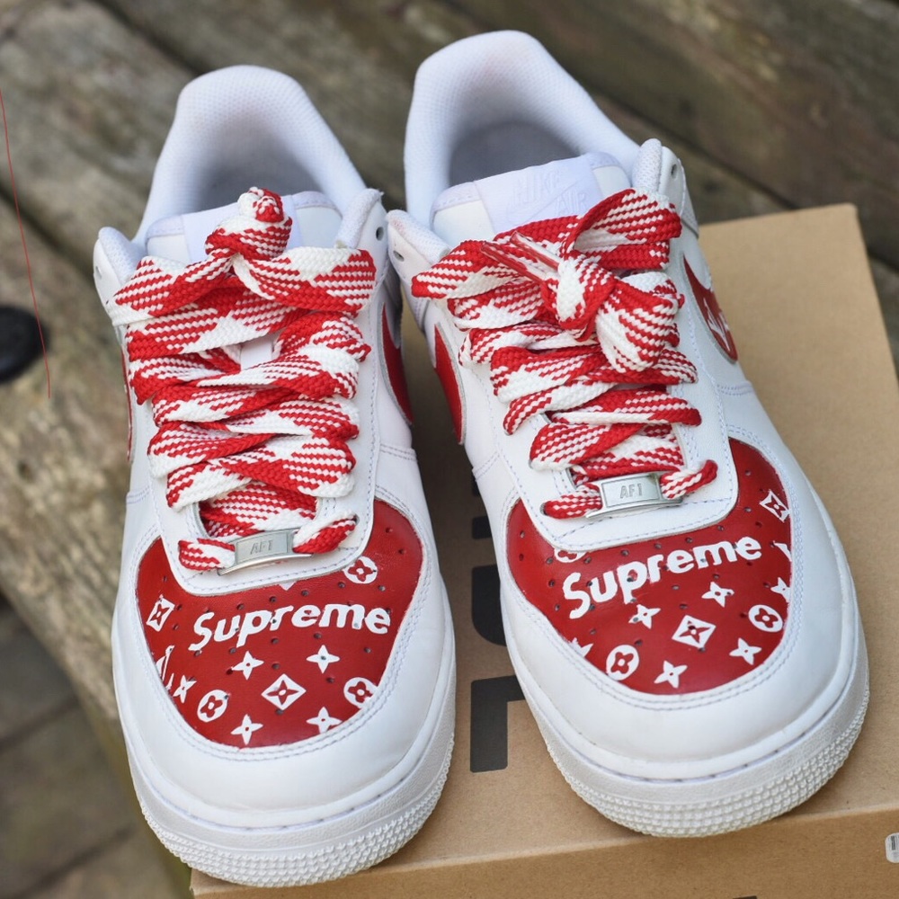 Nike Air Force 1 ‘07 White Red Custom